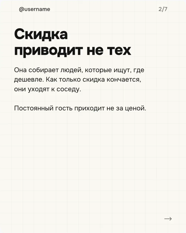 Слайд 2: «Скидка приводит не тех»